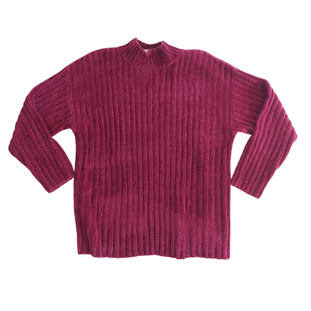 Vintage Soft Knit Sweater Cozy Oversized Burgundy Fall‎ Sweater Women's Size M